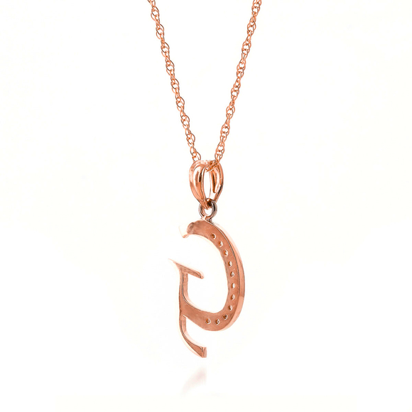 14K. SOLID GOLD NECKLACE WITH NATURAL DIAMONDS INITIAL 'G' PENDANT (Rose Gold) - Picture 4 of 5